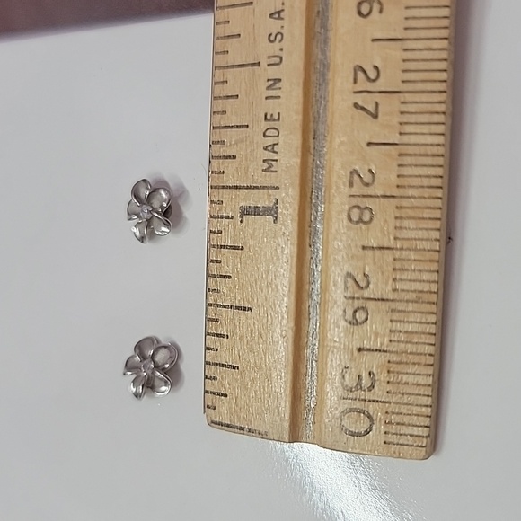 Moana Collection Sterling Silver Earring Stud: Solid Plumeria - Picture 2 of 2